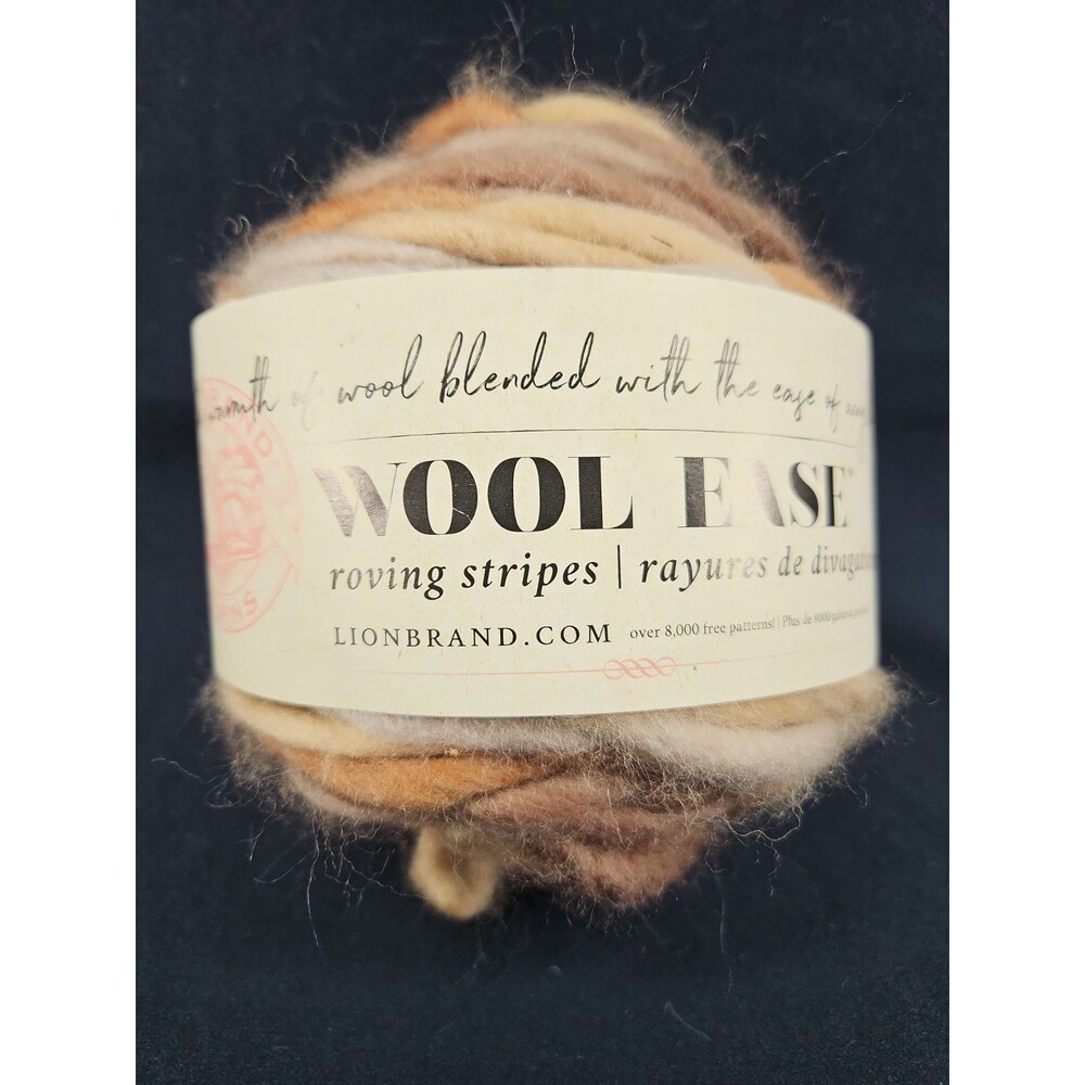 Lion Brand WOOL EASE Roving Stripes Yarn Wool Blend CEDAR Super Bulky #0220